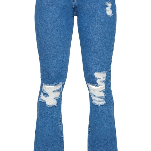 Shape Vintage Distressed Bum Fray Hem Flared Jeans - Picture 4 of 4